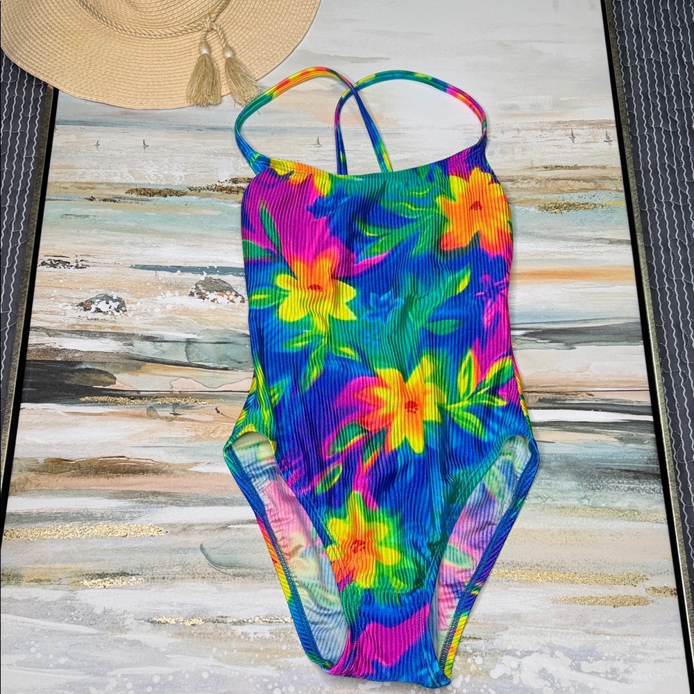 Catalina Women's One Piece Swimsuit - Blue and Yellow Floral